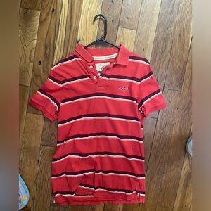 Hollister - red white orange polo shirt - Size L